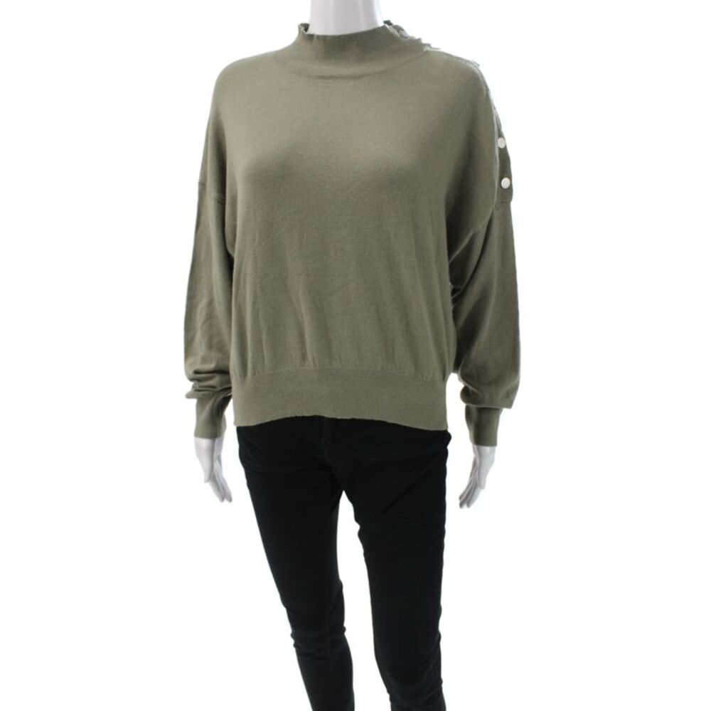 Emory Park Unisex Pullover Sweater Army Green Mockneck Long Sleeve Size S